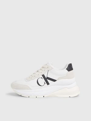 BRIGHT WHITE/CREAMY WHITE/SILVER Skórzane buty sportowe na grubej podeszwie dla Kobiety CALVIN KLEIN JEANS