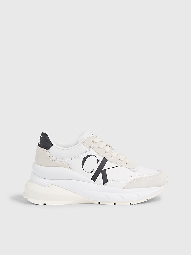 BRIGHT WHITE/CREAMY WHITE/SILVER Leren chunky sneakers voor dames CALVIN KLEIN JEANS