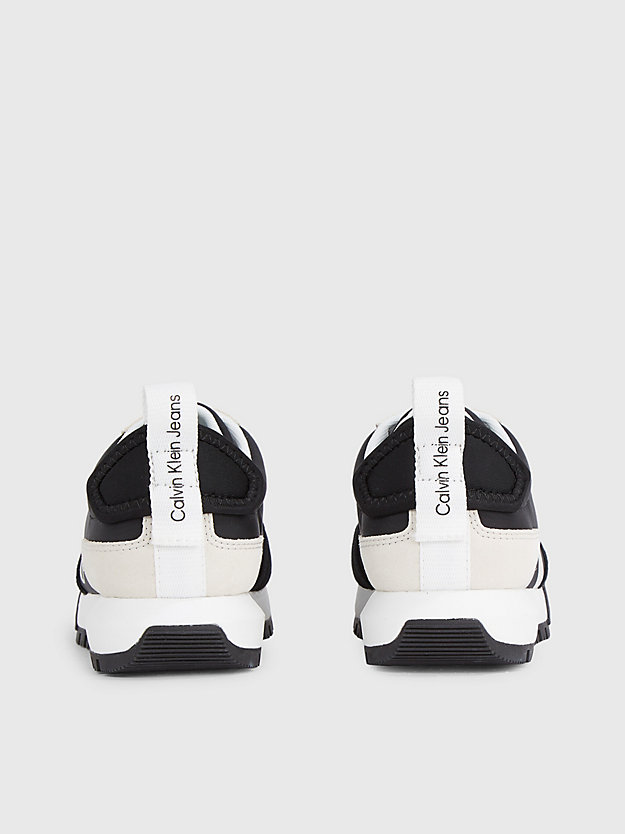 BLACK/PEARLIZED CREAMY WHITE Baskets recyclées avec logo for femmes CALVIN KLEIN JEANS