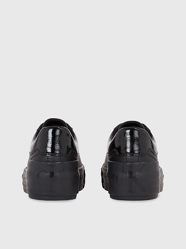baskets compensées en cuir black pour femmes calvin klein jeans