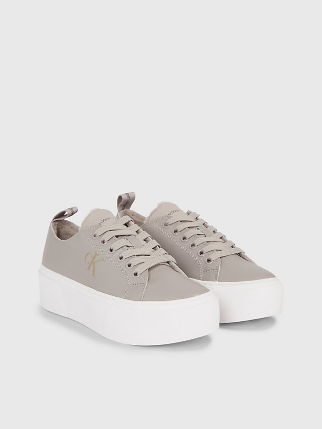 grey leather platform trainers for women calvin klein jeans
