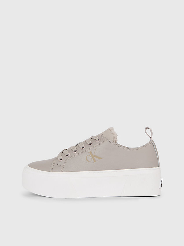 grey leather platform trainers for women calvin klein jeans