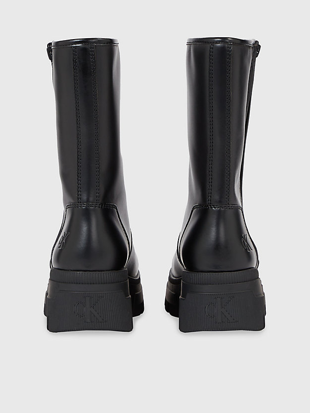 bottes en cuir avec semelle compensée triple black pour femmes calvin klein jeans