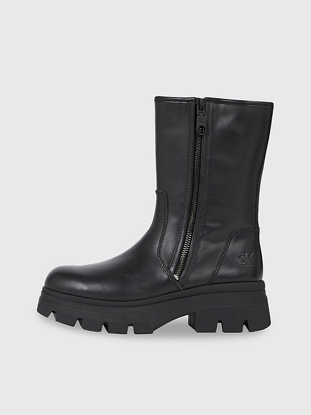 triple black leder-boots mit plateau-sohle für damen - calvin klein jeans