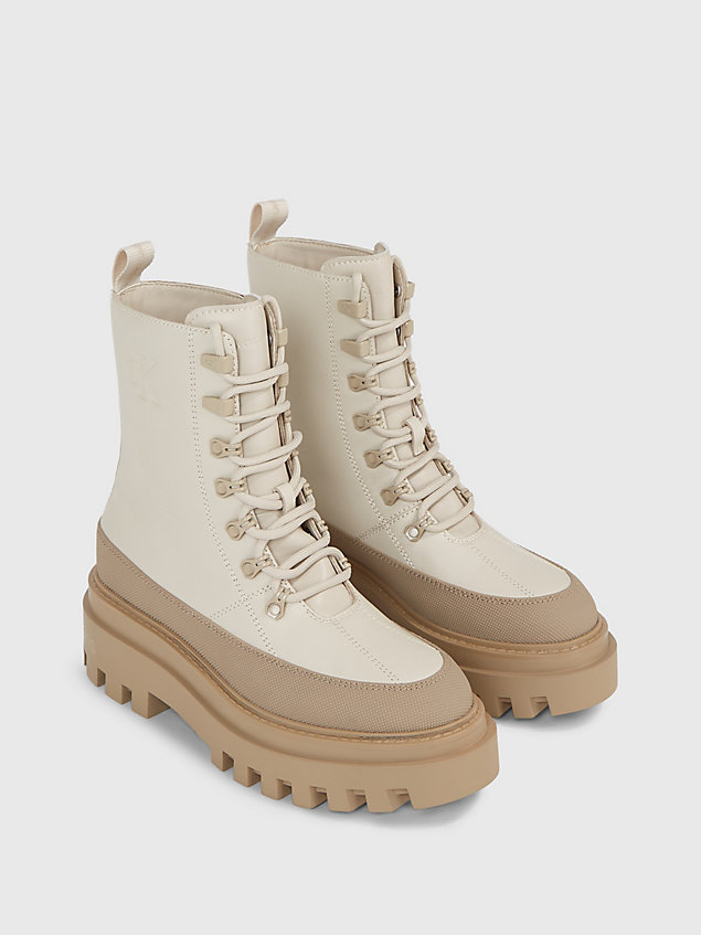 beige leather platform boots for women calvin klein jeans
