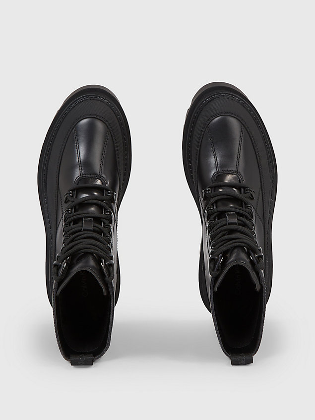black leder-boots mit plateau-sohle für damen - calvin klein jeans