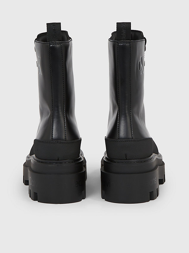 black leder-boots mit plateau-sohle für damen - calvin klein jeans