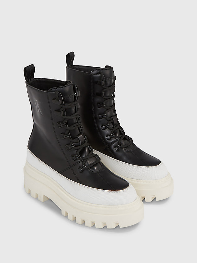 black leather platform boots for women calvin klein jeans