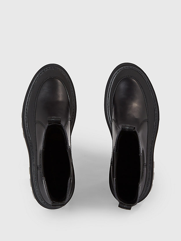 triple black chelsea-boots aus leder mit plateau-sohle für damen - calvin klein jeans