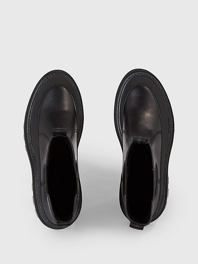 black chelsea-boots aus leder mit plateau-sohle für damen - calvin klein jeans