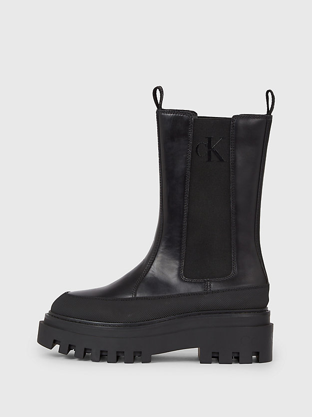 triple black leather platform chelsea boots for women calvin klein jeans
