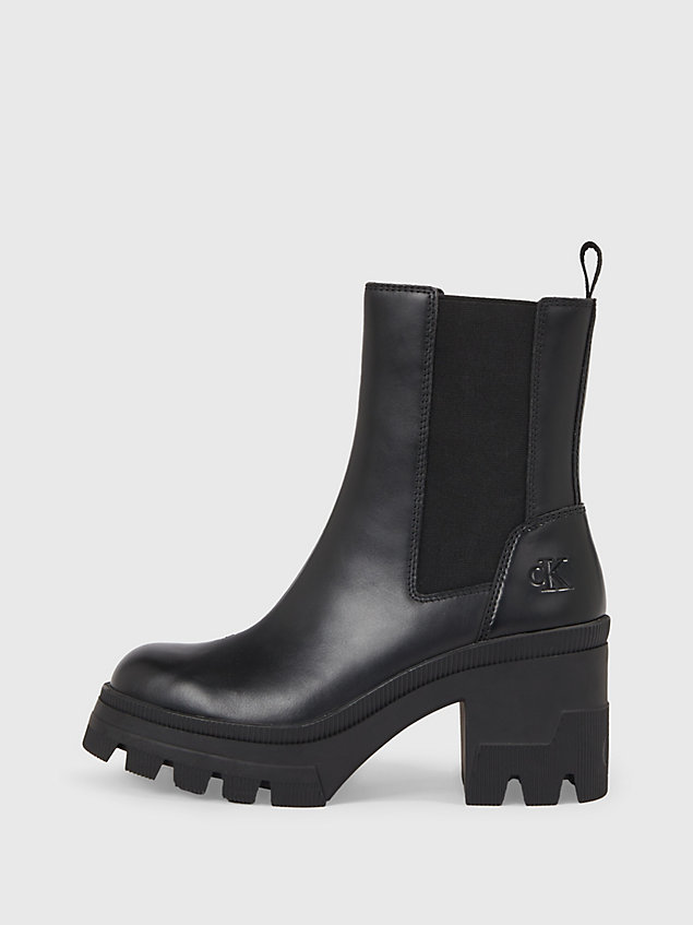 black leather heeled chelsea boots for women calvin klein jeans