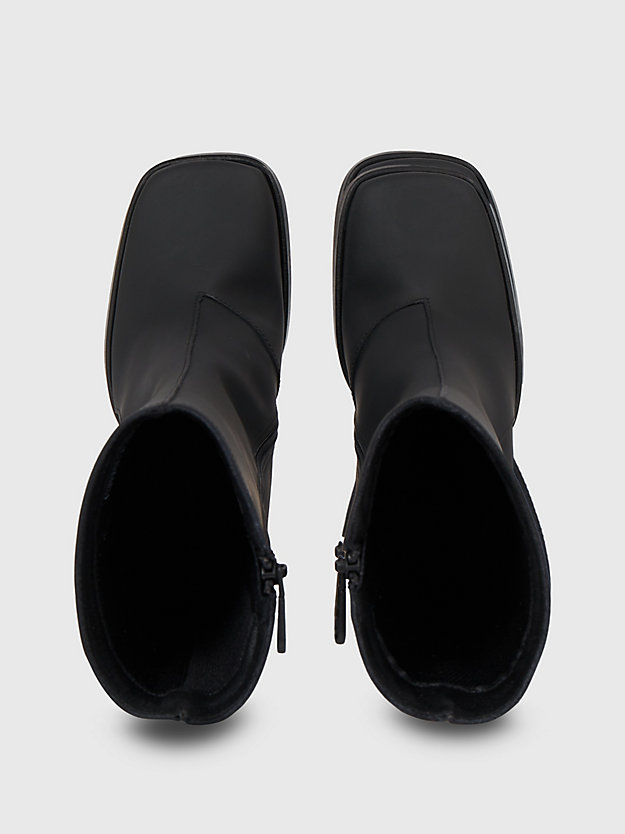 bottes à talons en cuir triple black pour femmes calvin klein jeans