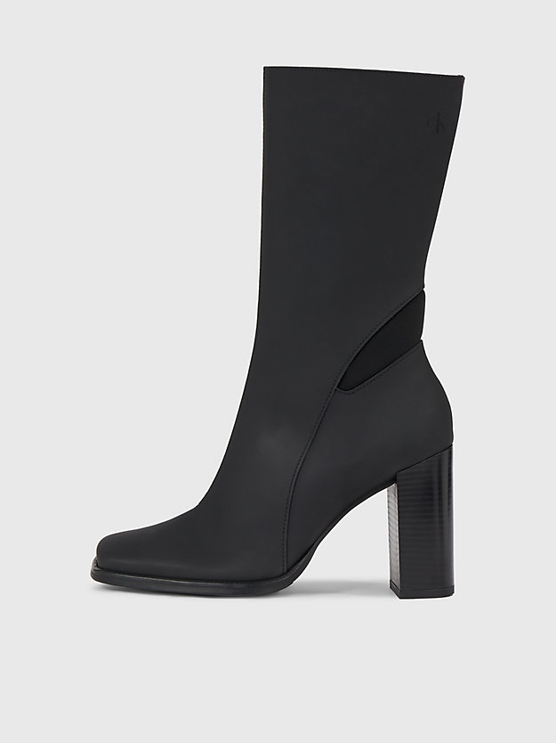 triple black leather heeled boots for women calvin klein jeans