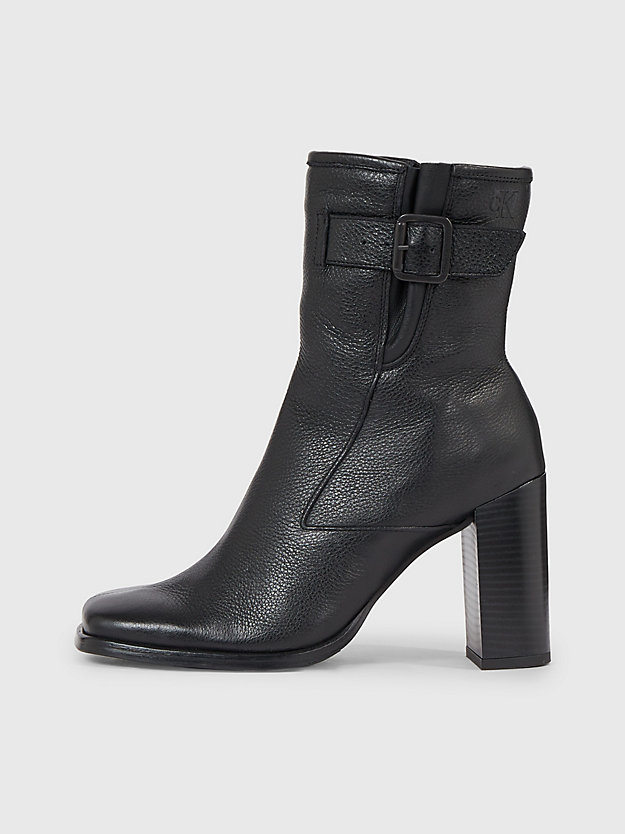 triple black leather heeled boots for women calvin klein jeans