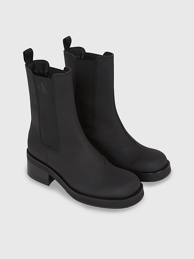 triple black chelsea-boots aus leder für damen - calvin klein jeans