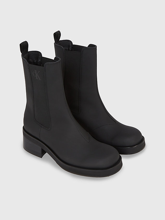 black chelsea-boots aus leder für damen - calvin klein jeans