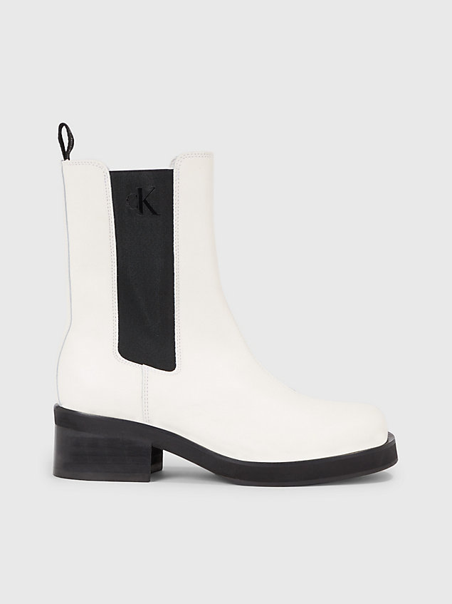 white chelsea-boots aus leder für damen - calvin klein jeans