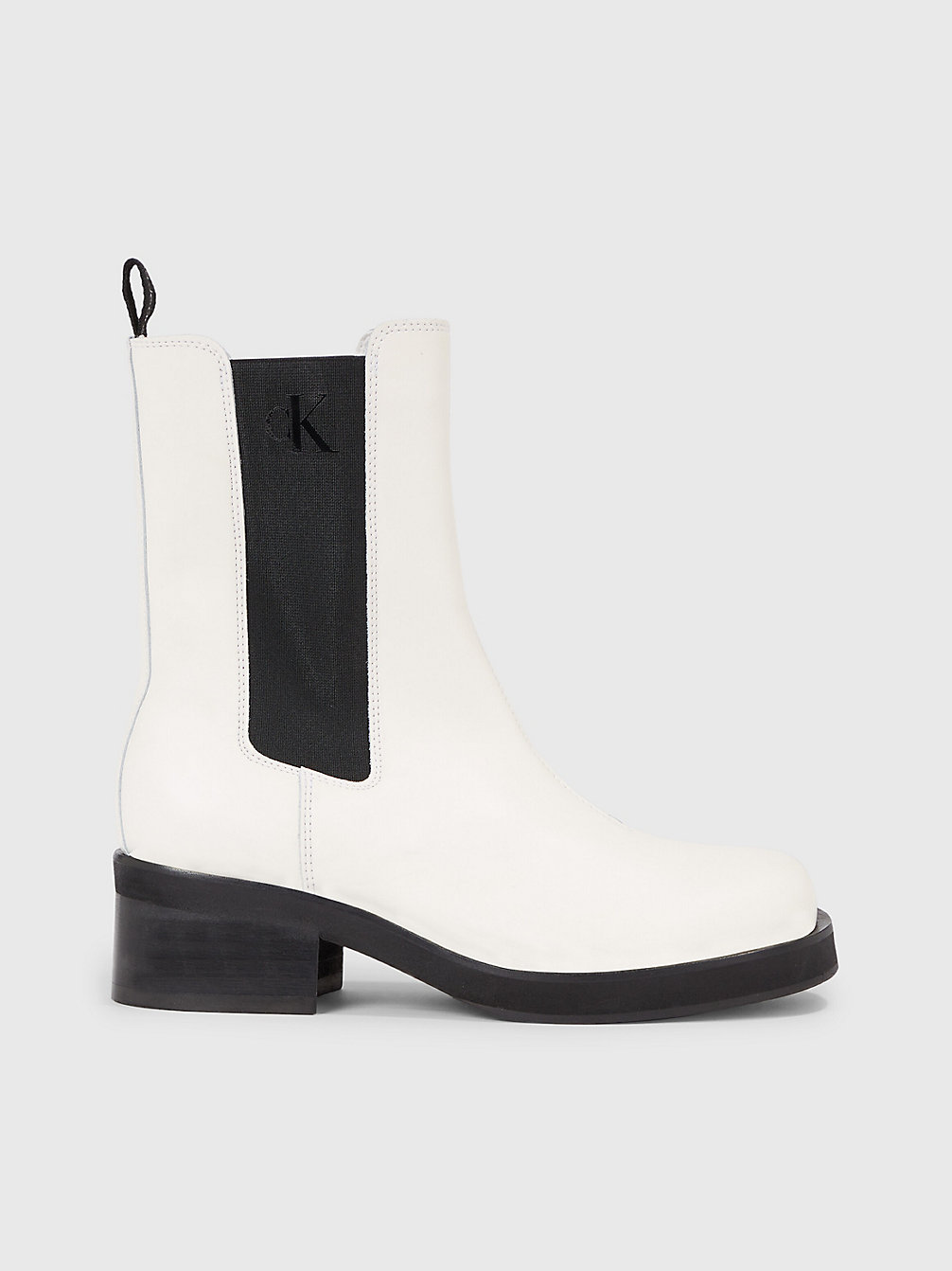 CREAMY WHITE/BLACK Leather Chelsea Boots undefined women Calvin Klein