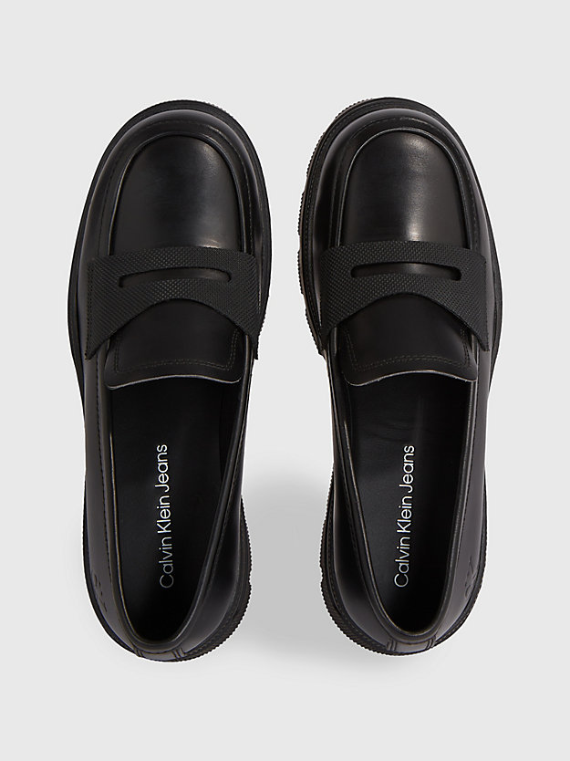 triple black leather platform loafers for women calvin klein jeans
