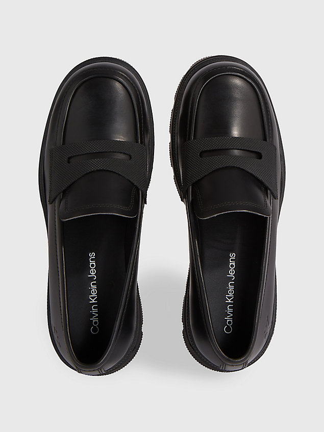 black leather platform loafers for women calvin klein jeans