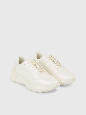 Calvin klein white maya mesh and suede fashion trainers best sale