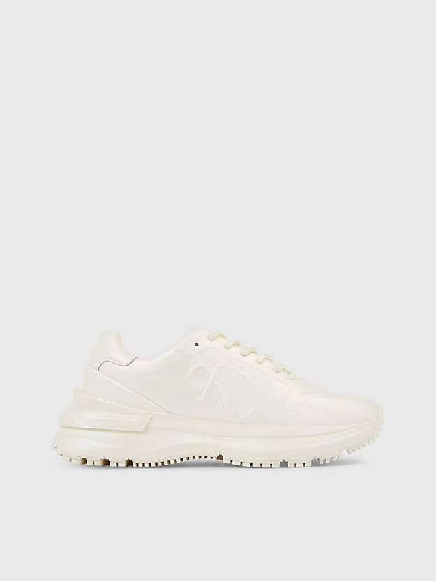 creamy white pearlized leren chunky sneakers voor dames - calvin klein jeans