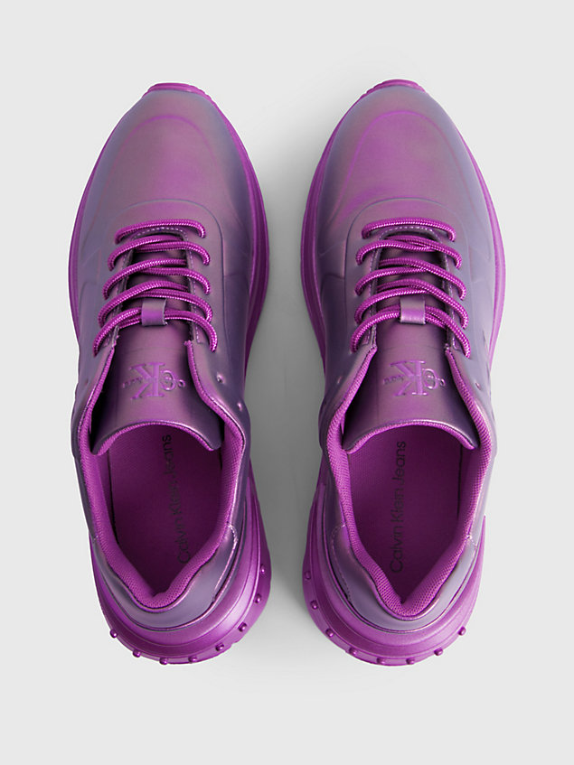 purple skórzane buty sportowe na grubej podeszwie dla kobiety - calvin klein jeans