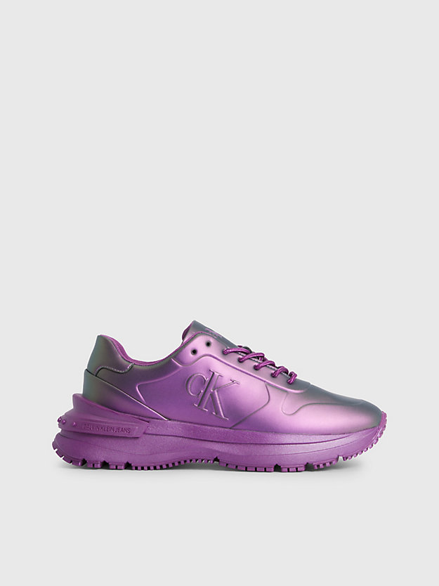 amethyst pearlized leather chunky trainers for women calvin klein jeans