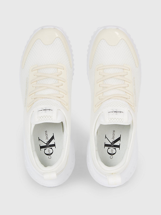 bright white/creamy white mesh sneakers voor dames - calvin klein jeans