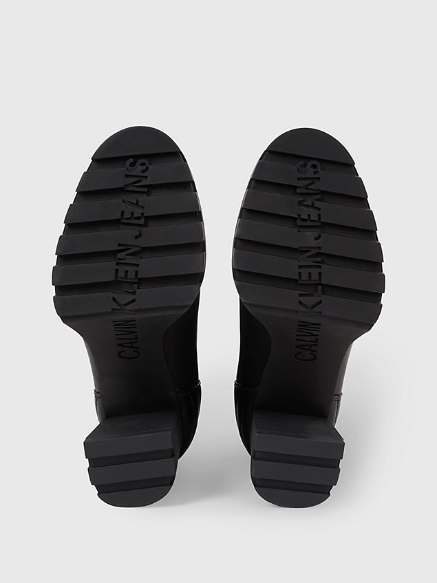 black skórzane buty za kostkę na platformie dla kobiety - calvin klein jeans