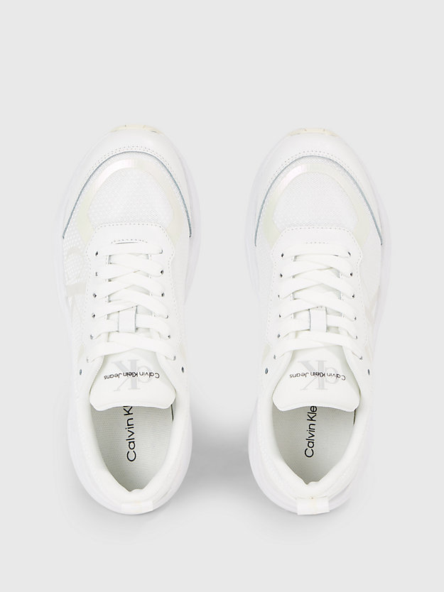 bright white/creamy white mesh sneakers voor dames - calvin klein jeans