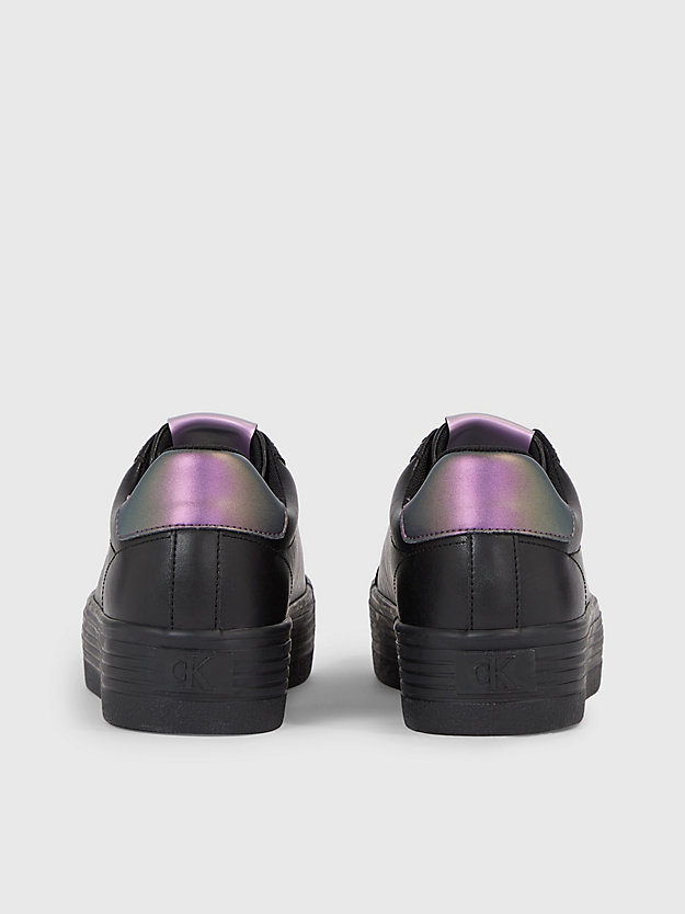 black/amethyst skórzane buty sportowe na platformie dla kobiety - calvin klein jeans