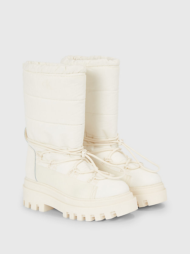 creamy white doorgestikte plateau sneeuwlaarzen voor dames - calvin klein jeans