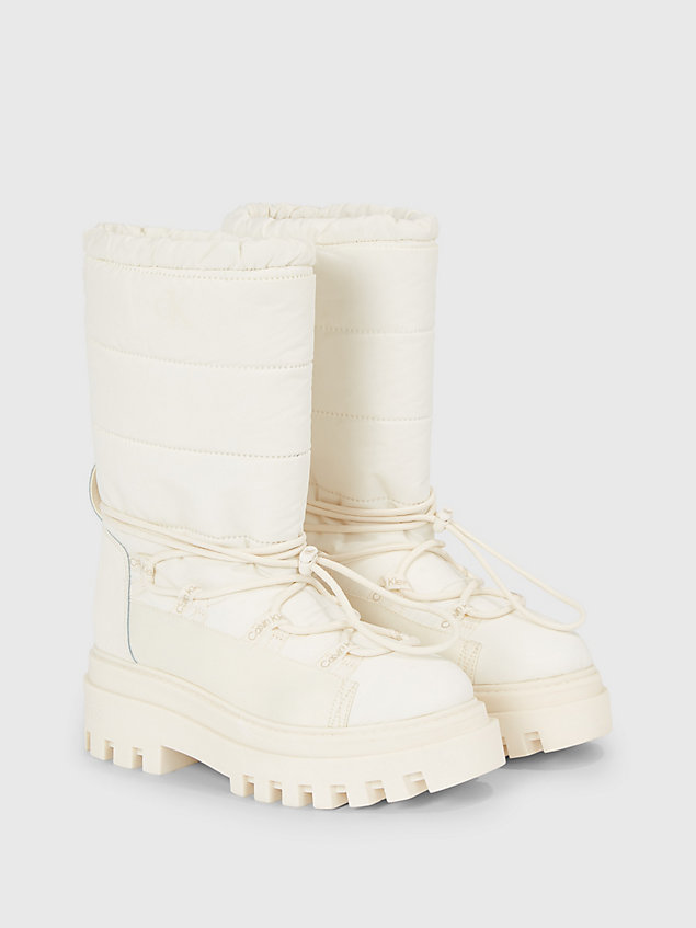 white quilted platform snow boots for women calvin klein jeans