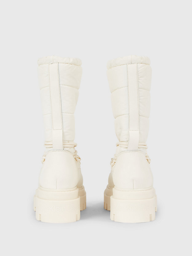 botas de nieve acolchadas con plataforma creamy white de mujer calvin klein jeans
