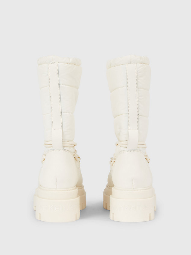 white doorgestikte plateau sneeuwlaarzen voor dames - calvin klein jeans