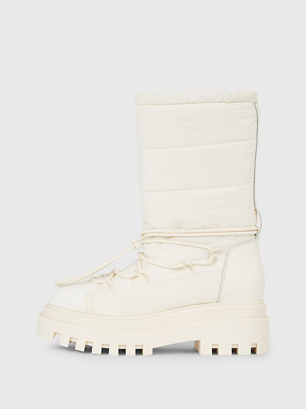 creamy white quilted platform snow boots for women calvin klein jeans