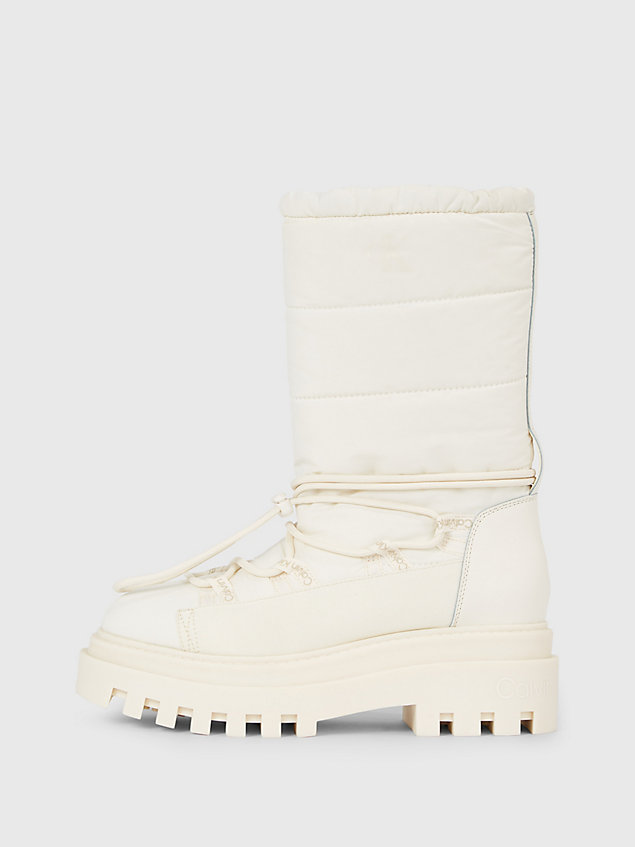 white quilted platform snow boots for women calvin klein jeans
