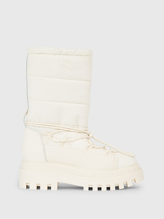 botas de nieve acolchadas con plataforma white de mujer calvin klein jeans