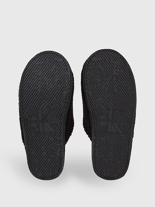 black slippers in imitatie shearling voor dames - calvin klein jeans
