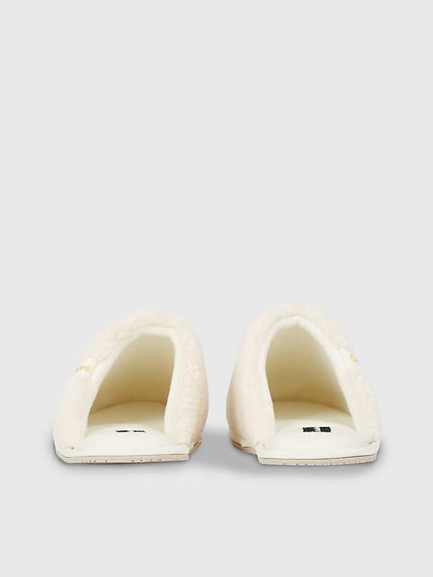 creamy white/orange pop slippers in imitatie shearling voor dames - calvin klein jeans