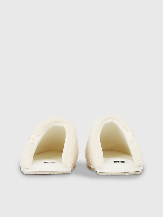 white slipper in lammfelloptik für damen - calvin klein jeans