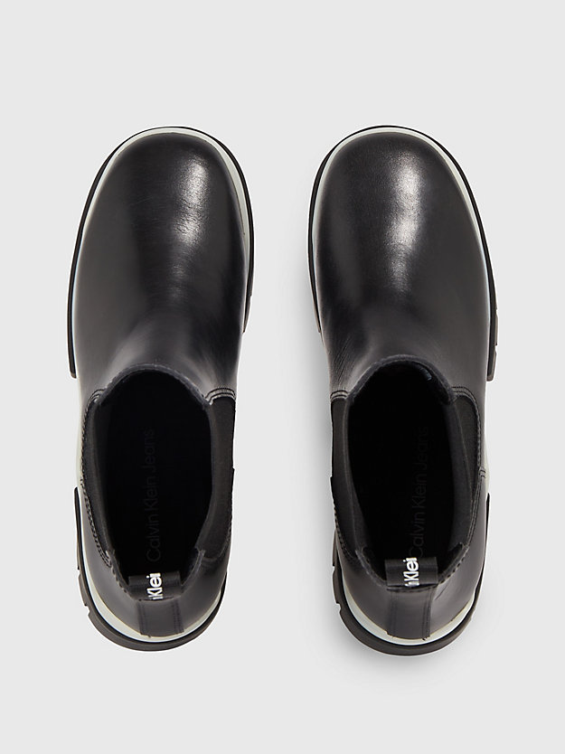 black/transparent chelsea-boots aus leder für damen - calvin klein jeans