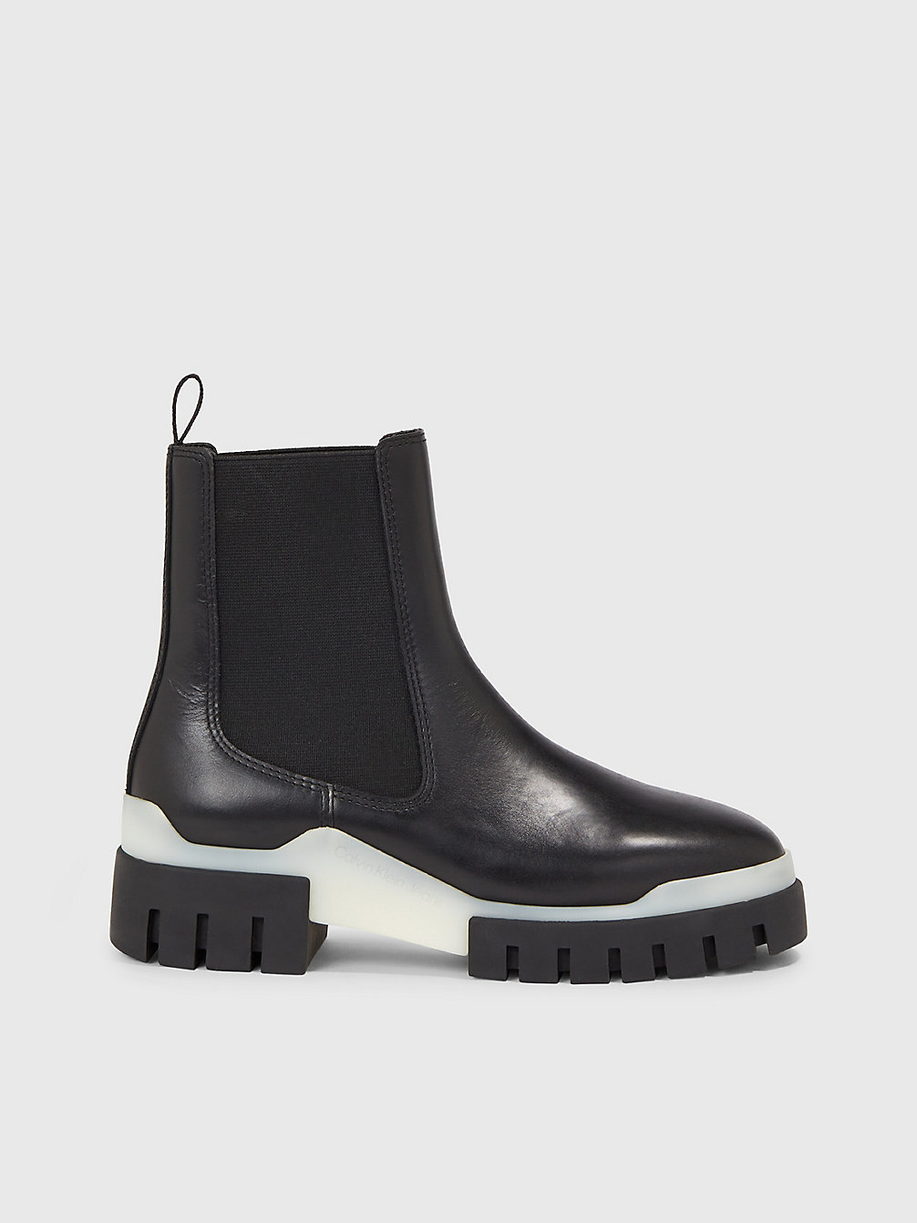BLACK/TRANSPARENT Leather Chelsea Boots undefined women Calvin Klein