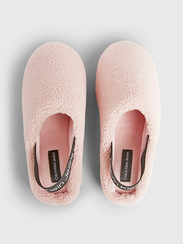peach blush/black slipper in lammfelloptik für damen - calvin klein jeans
