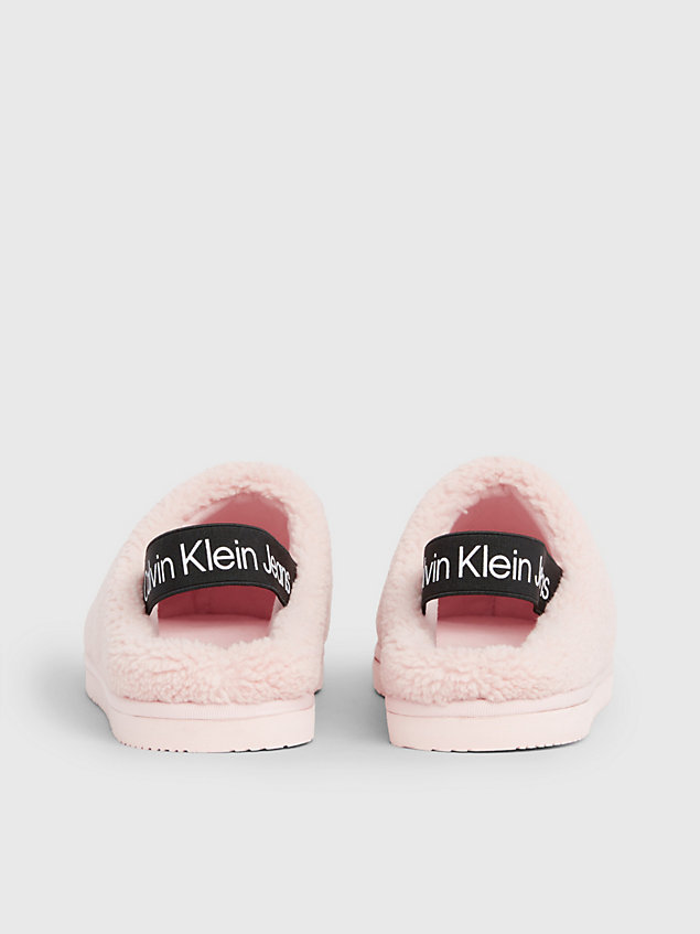 pink faux shearling slippers for women calvin klein jeans
