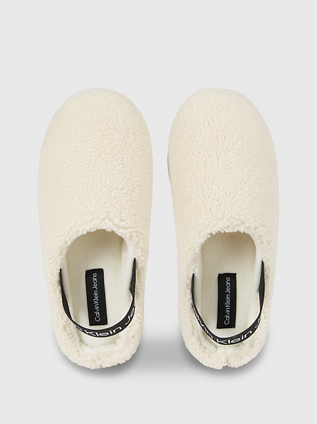 white slippers in imitatie shearling voor dames - calvin klein jeans