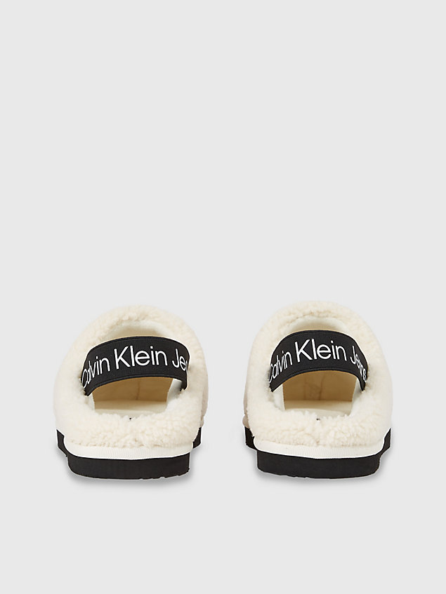 white faux shearling slippers for women calvin klein jeans