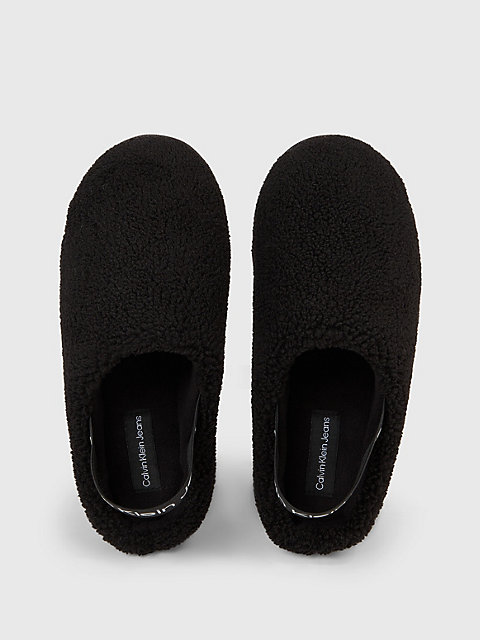 chaussons en peau de mouton retournée synthétique black pour femmes calvin klein jeans